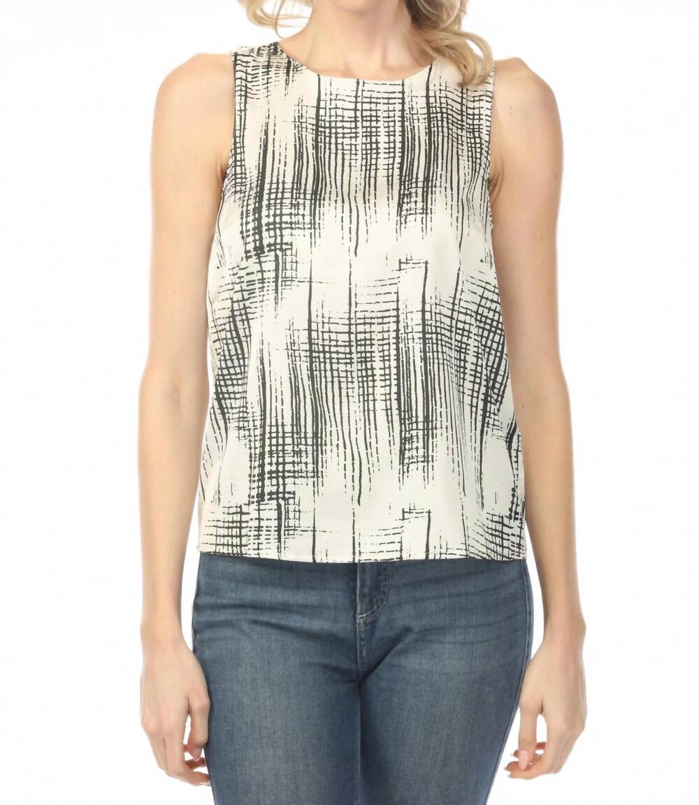 NEW CHARLIE B printed satin keyhole back tank top in pepper